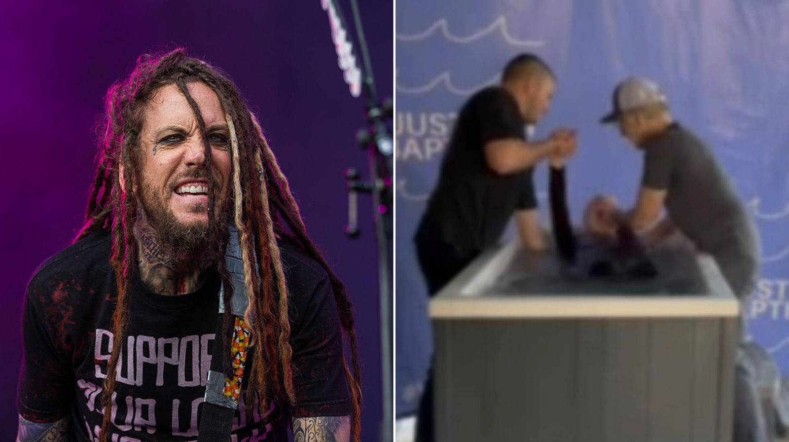 guitarrista-da-banda-‘korn’-comemora-batismo-da-mae-aos-83-anos:-‘deus-a-direcionou’