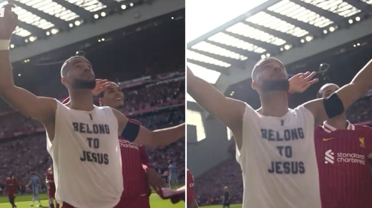 “pertenco-a-jesus”:-jogador-do-liverpool-imita-comemoracao-de-kaka-ao-vencer-campeonato