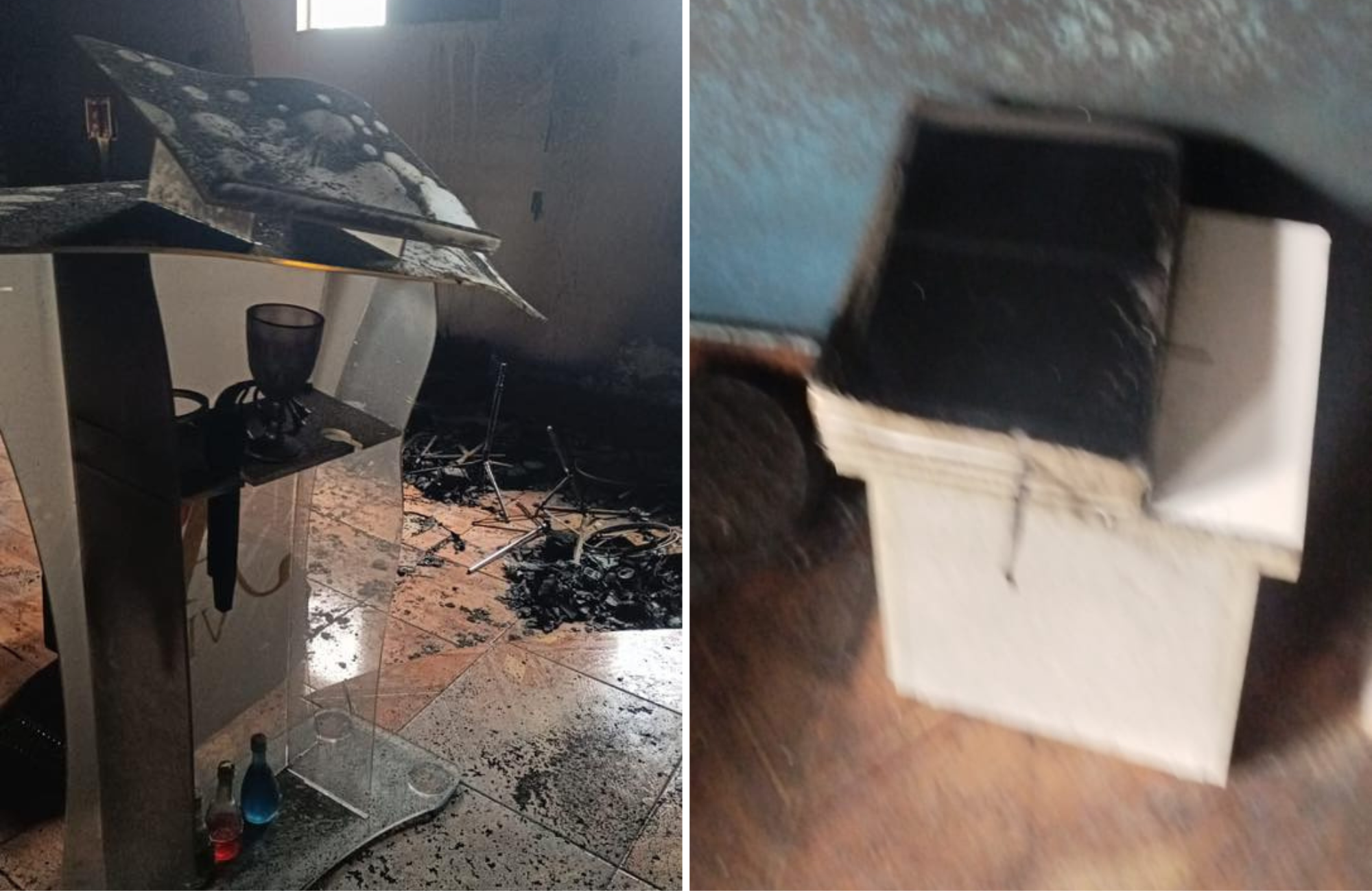 apos-igreja-em-sumare-ser-incendiada,-biblia-e-encontrada-intacta-sobre-o-pulpito