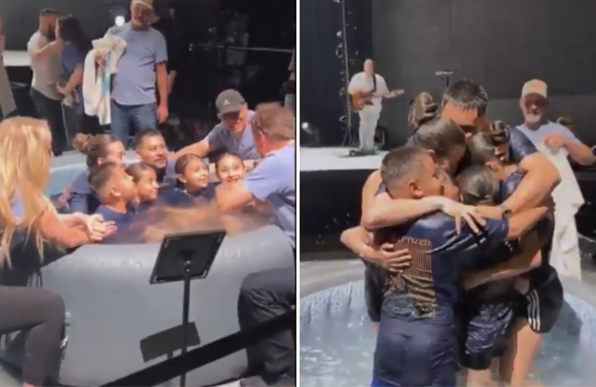 casal-e-filhos-emocionam-ao-serem-batizados-juntos:-‘exemplo-de-familia’