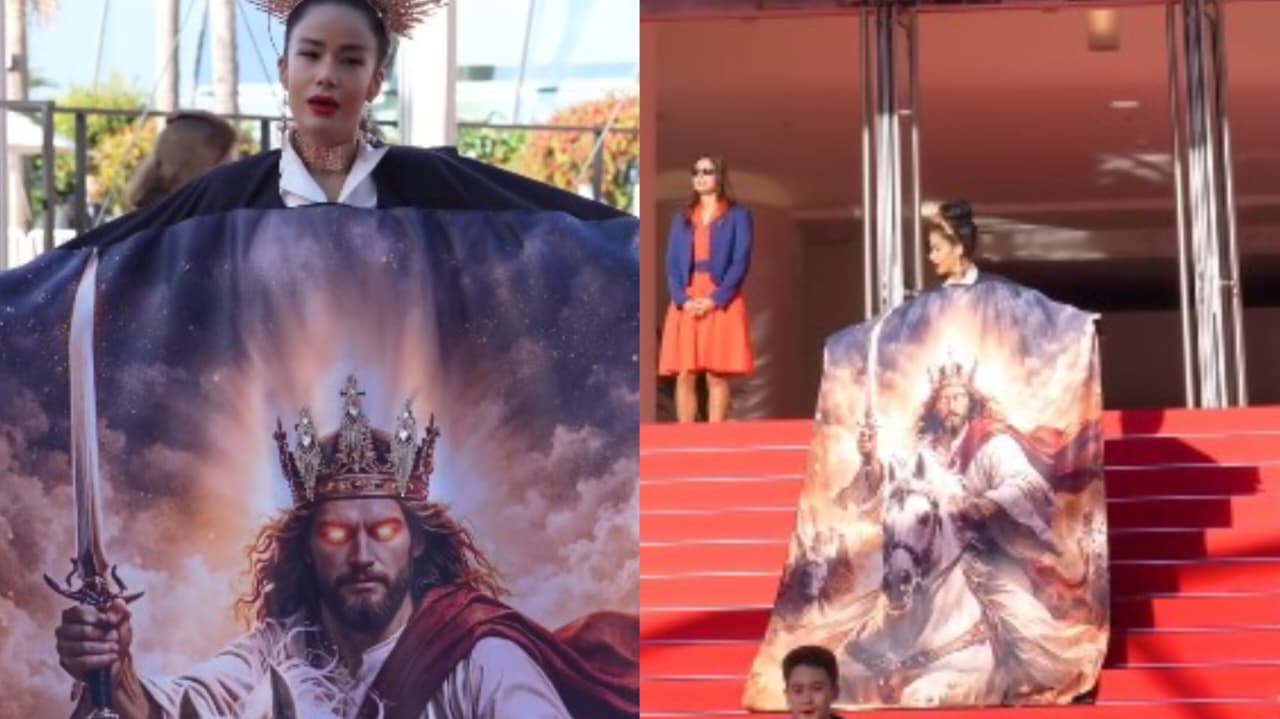 atriz-exibe-a-volta-de-jesus-em-vestido-no-festival-de-cannes:-“rei-da-justica”