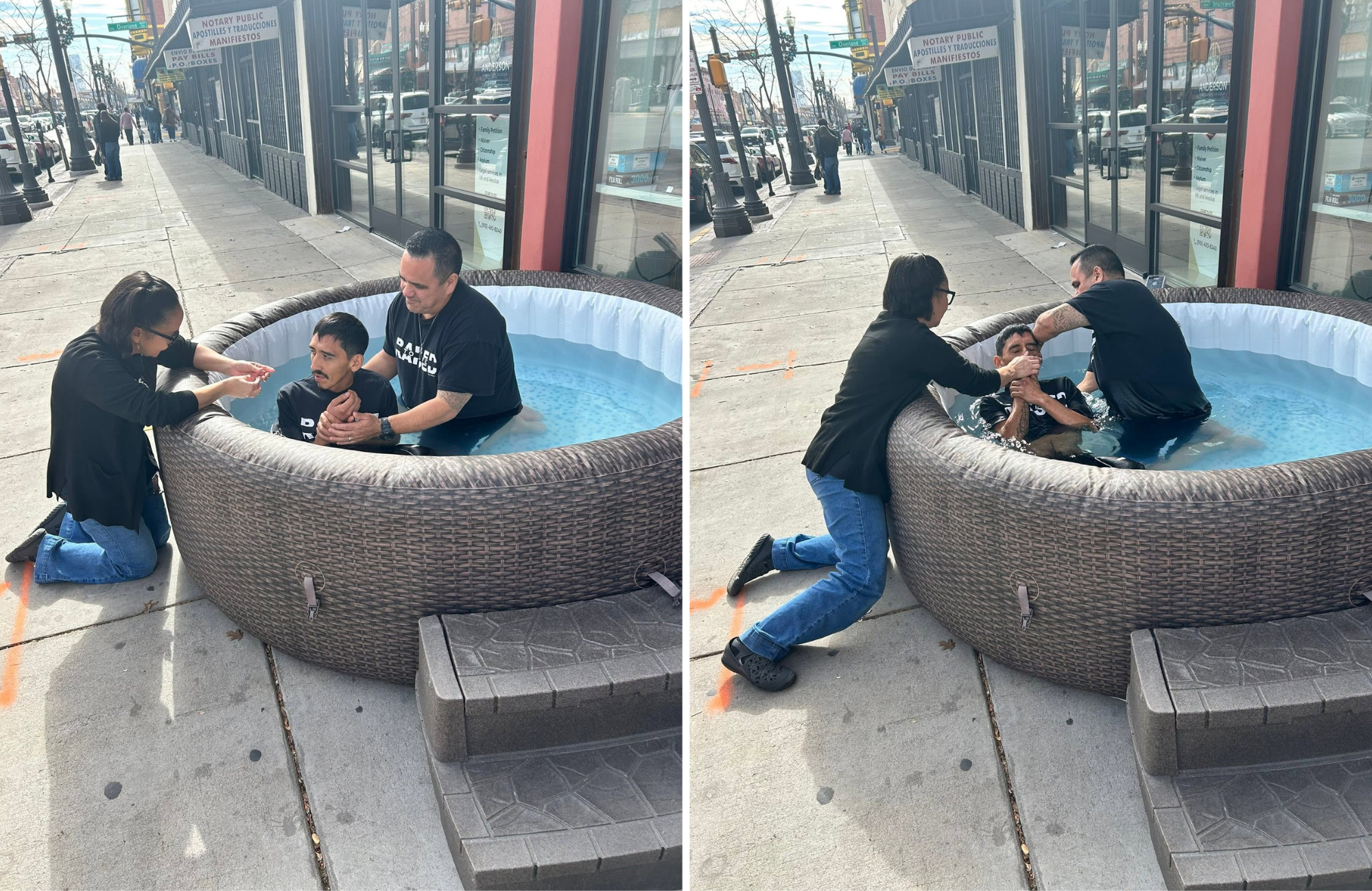 ao-passar-por-igreja-com-piscina-na-calcada,-homem-aceita-jesus-e-pede-para-ser-batizado